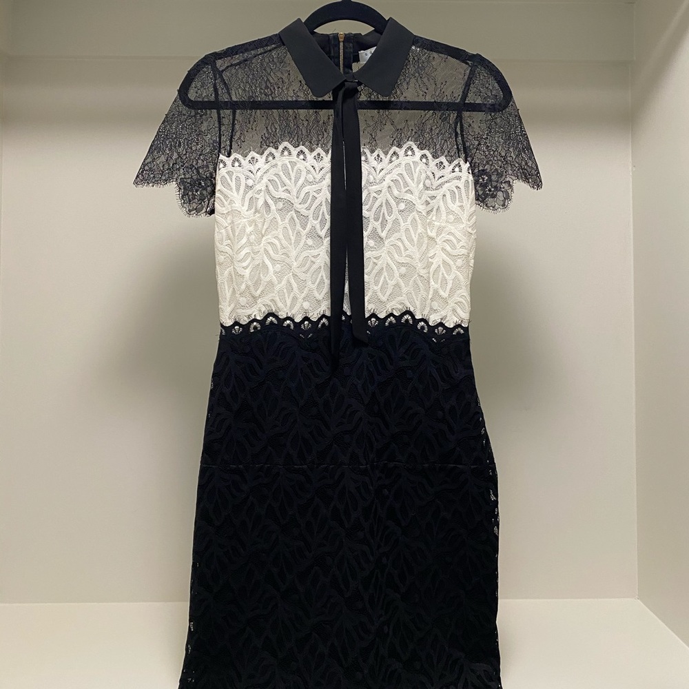 Sandro lace dress two tone black and white size 2